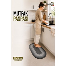 Mainshop 38x58 Cm Kaymaz Tabanlı Su Emici Banyo Ve Mutfak Paspası M-60 Siyah