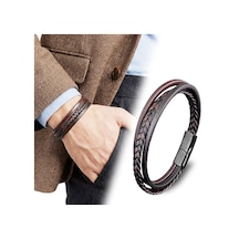 Premium Kahverengi Siyah Deri Erkek Bileklik Titanyum Çelik Manyetik Kilitli 31833b14d2 - 21 Cm Kahverengi Premium Kahverengi Siyah Deri Erkek Bileklik Titanyum Çelik Manyetik Kilitli 31833b14d2 - 21 Cm Kahverengi