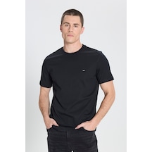 Regular Fit Normal Kesim Bisiklet Yaka %100 Pamuk Siyah Tişört W7NM203877001 Siyah
