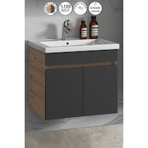 Çiğdem 65 Cm Atlantik Çam-antrasit Gri Mdf Asma Banyo Alt Dolabı Antrasit - Atlantik Çam