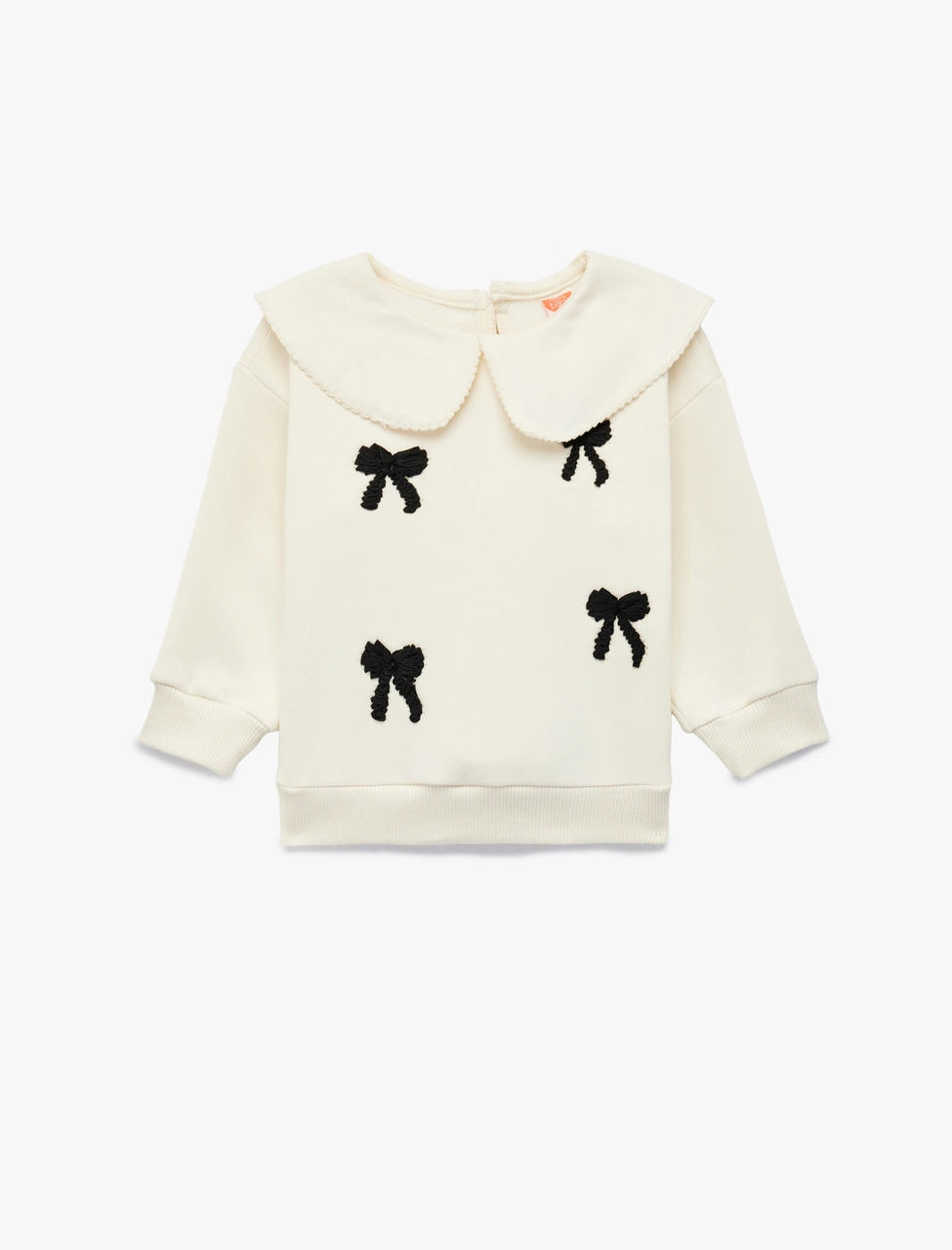 Koton Fiyonk Detaylı Uzun Kollu Bebe Yaka Sweatshirt Bej 6wmg10080ak Ekru