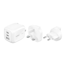 Belkin Wch018hqwh Boostcharge Pro 3-port Gan 70w Seyahat Kitli Ultra Hızlı Şarj Adaptörü Beyaz