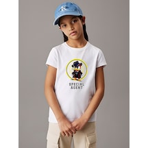 Uyguntarz Çocuk Mafia Ördek Baskılı Pamuklu Tshirt Beyaz