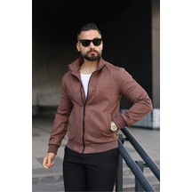Baselco Dik Yaka Slim Fit Mevsimlik Astarlı Süet Ceket Kahverengi