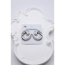 Kadın Küpe Swirling 3cm Küpe Gümüş