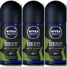 Nivea Men Deep Dimension Amazonia Aktif Karbon Erkek Roll-On Deodorant 50 ML x 3