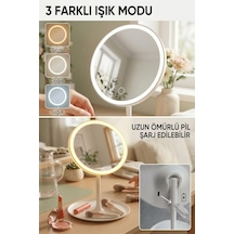Ledli Yuvarlak Ayna Işıklı Mini Makyaj Aynası 3 Farklı Işık Modu 18 Cm Çok Renkli