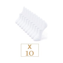 Bgk Unisex 10'lu Pamuklu Görünmez Sneakers Çorap Beyaz (Ekonomik) Beyaz