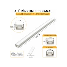 Alüminyum Led Kanal 1m 8mm İç Genişlik 10mm Dış Ölçü Şerit Led Profil Kapaklı