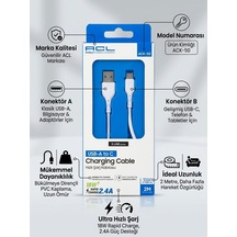 Ack-50 2.4a Ultra Hızlı Şarj Ve Veri Kablosu - 2m - Lisinya