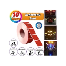 10 Mt Reflektörlü Reflektif Fosforlu Araç Oto Kamyon Şerit Bant Tüvtürk Onaylı Kesikli Kırmızı İkaz Bandı