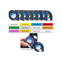 Ecotagplus Dymo Letratag Etiket Yazcı Ve 10 Adet Şerit Etiket 12 Mm X 4 Mt Kagıt Beyaz 1