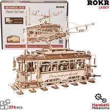 Rokr Lk801 Klasik Tramvay Classic City Tramcar Dıy Minyatür Maket Modelseti Ahşap 3d Wooden Puzzle 3d Model Kit Detaylı Dekoratif Hobi Seti Ahşap Maket