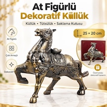 Lüks Alaşım Metal At Figürlü Kapaklı Dekoratif Küllük Ve Takı Saklama Kutusu Metal Biblo 25 X 20 Cm 73066474