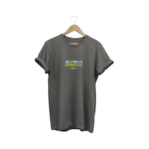 Sunflower Ayçiçeği Minimal Doğa Baskılı Regular Fit %100 Pamuk Gri T-shirt Antrasit
