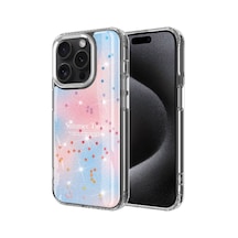 More Tr Apple Uyumlu iPhone 15 Pro Max Uyumlu Simli Desenli Parlak Mtr Task Kılıf-mavi