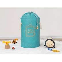 Baby Kullanımı Kolay Desenli Taşınabilir Torbalı Yuvarlak Sepet Yeşil 04270