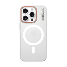 Apple iPhone 16 Pro Magsafe Uyumlu Mat Sert Klein Kılıf Beyaz