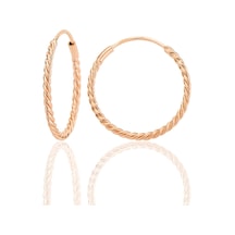 Gümüş Rose 20 Mm Sık Burgu Halka Küpe Barcode Rose