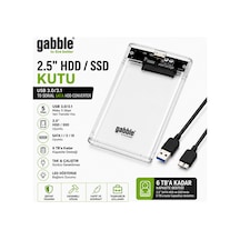 Gabble 2.5" Hdd Ssd Kutusu Usb 3.0/3.1 Sata Harici Disk Kutusu Şeffaf Kasa 5gbps 30cm Kablo