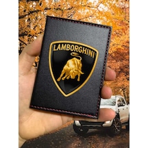 Lamborghini Ruhsat Kabı Logolu Oto Ruhsat Kılıfı Vinleks Deri
