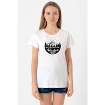 Let The Adventure Begin Beyaz Kadın Bisikletyaka Tshirt 001