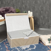 Çok Amaçlı Düzenleyici Kapaklı Sandık Tipi Kutu Hurç Organizer 50 X 40 X 19 Kahverengi