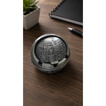 Dekoratif Metal Küllük Kapaklı Retro Masaüstü Küllük 7.5 Cm Açılır Kapanır