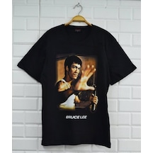 Stoned&Fame Unisex Siyah Bruce Lee Baskılı T-shirt SIYAH