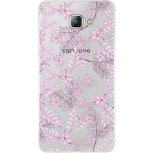 Samsung Galaxy A9 Pro Uyumlu Kapak Floral Pudra Tasarımlı Şeffaf Silikon Kılıf