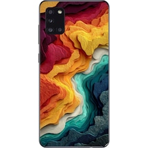 Samsung Galaxy A31 Uyumlu Renk Dalgaları Baskılı Silikon Kılıf Renkli