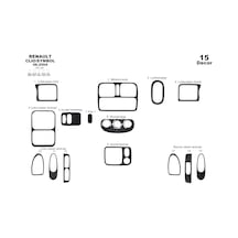 Renault Clio Symbol Torpido Kaplama 2004-2008 15 Parça Siyah Karbon