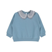 Civil Girls Civil Kız Çocuk Yakası Fırfırlı Sweatshirt 2 İp Uzun Kol Bebe Yaka Okul Kreş Ve Günlük Kullanım - Mavi İndigo