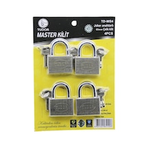 Tudor Td-ms4 Master 4pcs Joker Anahtarlı Tek Anahtarla 4 Kilit Aç 60mm - Gri Kısa Kancalı Çelik Asma Kilit 549 1