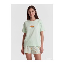 LC Waikiki Alıta Cıty Farkıyla Lcw Dream Yeşil Penye Baskılı Kısa Kollu Kadın Şortlu Pijama Takımı Yesil - 929503392 Yesil