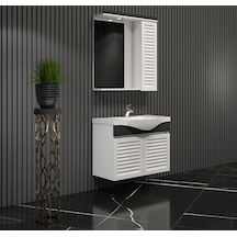 Lilyum Banyo Dolabı Takımı 65Cm Panjur Balon Kapak Renkli Panel Beyaz