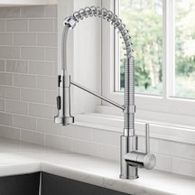 Kpf-1610ssch Bolden 45,7 Cm Ticari Mutfak Armatürü, Çift Fonksiyonlu, Uzatılabilir Püskürtme Başlığı, Tüm Brite Kaplama, Paslanmaz Çelik/krom 001 Siyah