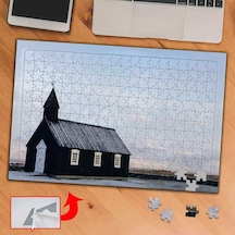Issız Kilise Ahşap Ev, Gökyüzü 240 Parça Puzzle Yapboz Tablo-a1322