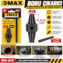 Boru Çıkarıcı 35m-50m Hasarlı Civata Boru Çıkarıcı Ters Klavuz 1/2- 3/4 Kod :dmx-4576