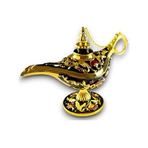 Aladdin Sihirli Lambası Renkli İşlemeli Dekoratif Biblo Alaattin Metal Çelik No:1 - 11x7 CM 728355712