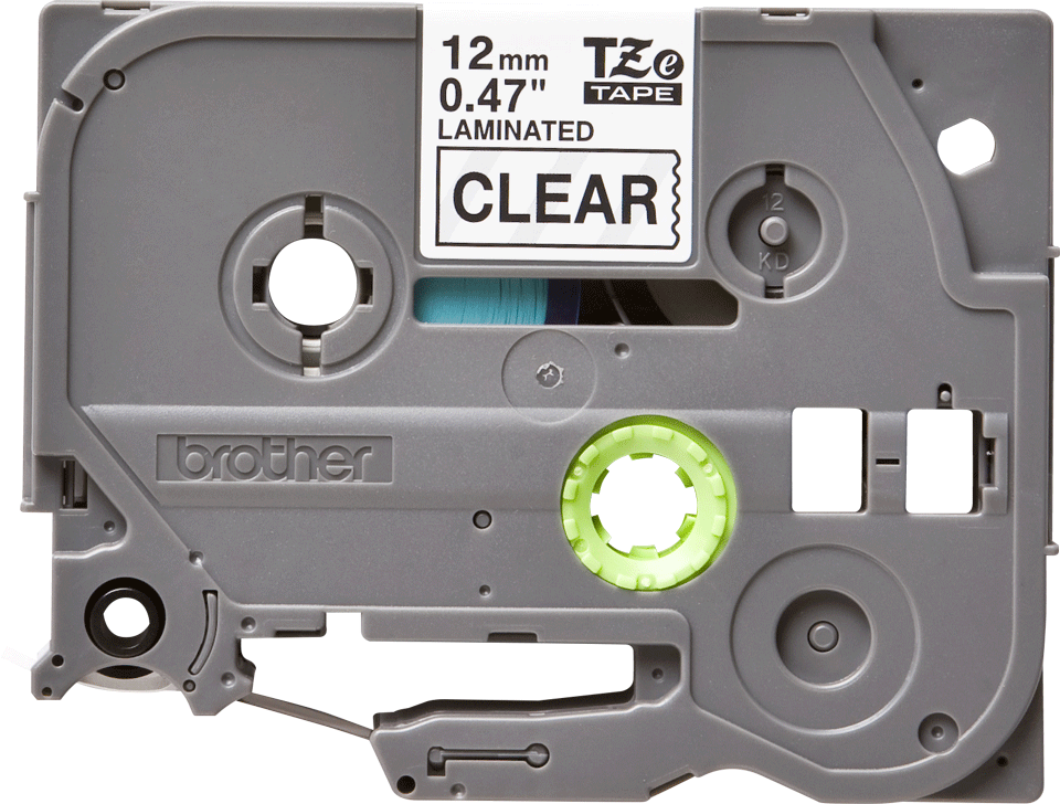 Tze-131 12mm Şeffaf Üzerine Siyah Laminasyonlu Etiket