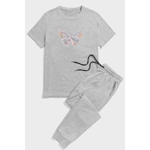 Uyguntarz Unisex Butterfly 2'li Eşofman Takımı Gri