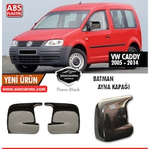 Vw Caddy Mk2 2005-2014 Uyumlu Batman Yarasa Ayna Kapağı Piano Black Abs Plastik 00 Şüscaroto Aksesuar