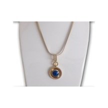 Uzel İtalyan Zincirli Mavi Boncuk Gözlü Kolye Mavi