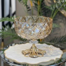 Patentli Tasarım Lüks Kristal Gold Ayaklı Sunumluk Kase - Tabak Meyvelik Şekerlik Dekoratif Obje Altın