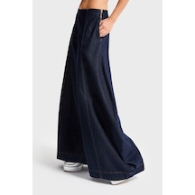 Itsbasic Kadın İndigo Renk 7w5-50 Yüksek Bel Palazzo Balon Fit %100 Koton Özel Tasarım Denim Jean