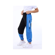Toontoy Kids Toontoy Erkek Çocuk Baskılı Beli Paçası Lastikli Cepli Basic Jogger Eşofman Altı - Renk Bloklu & 2 İplik Saks