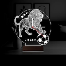Luvivia Aslan Futbol Taraftar Özel Saatli 3d Lamba - Masa Gece Lambası Şeffaf