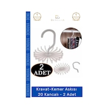 Kravataskısı Dolap İçi Düzenleyici Gardırop Askısı Şal Eşarp Kravat Kemer Askısı 20 Kancalı - 2 Ade Çok Renkli