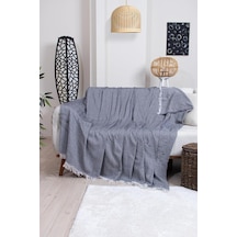 Valoroso Tekstil Pamuklu Zikzak Desenli Püsküllü Koltuk Örtüsü, 170x210 Cm, Geometrik Desen, Minimalist Stil, Yı Çok Renkli